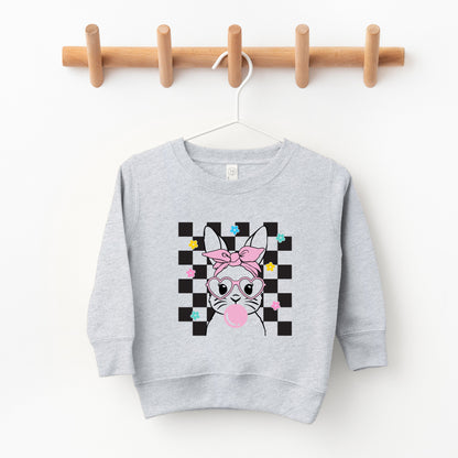 Groovy Checkered Bunny | Toddler Sweatshirt