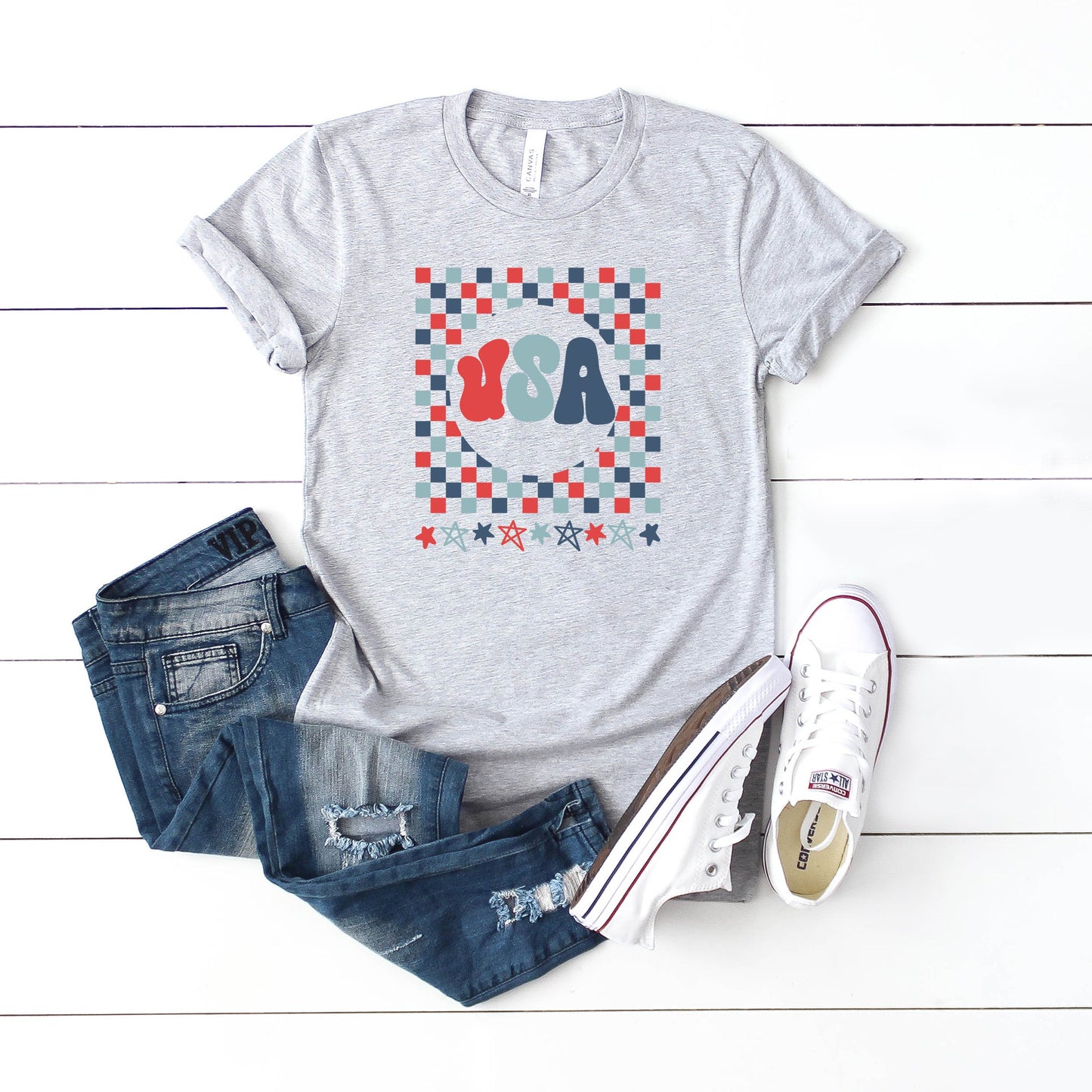 USA Checkerboard | Youth Short Sleeve Crew Neck