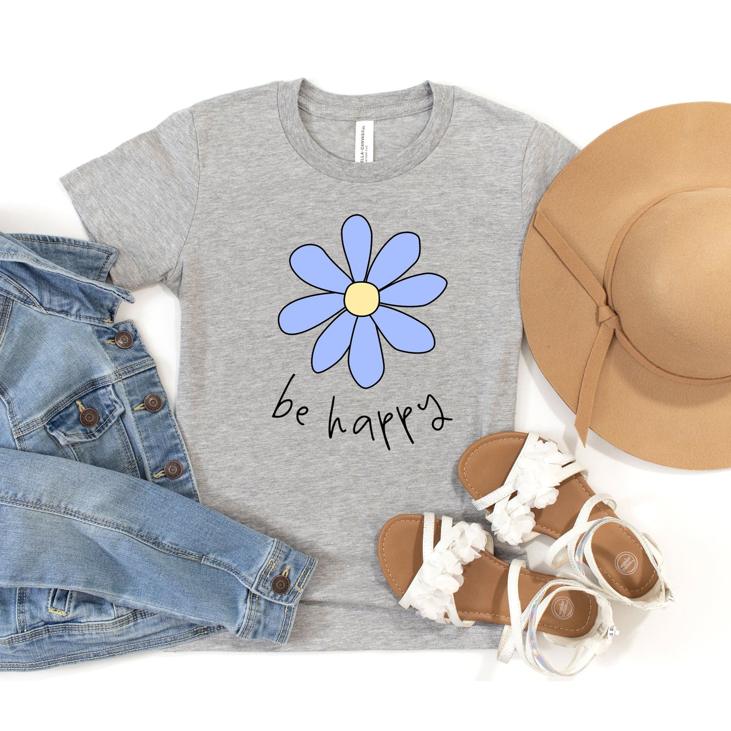 Be Happy Flower | Youth Short Sleeve Crew Neck