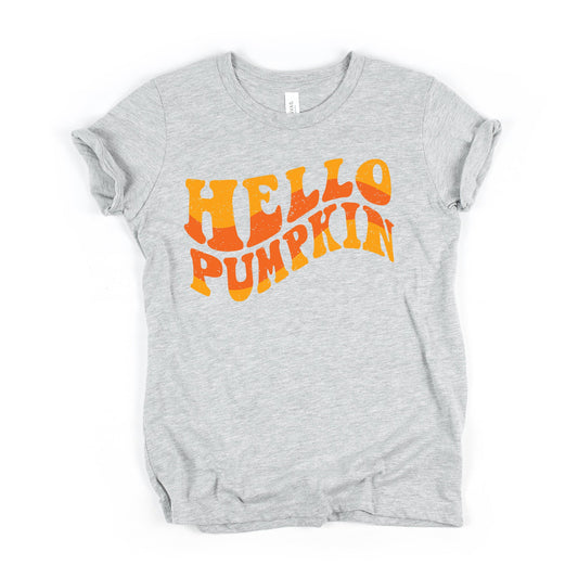 Hello Pumpkin Wavy | Youth Short Sleeve Crew Neck