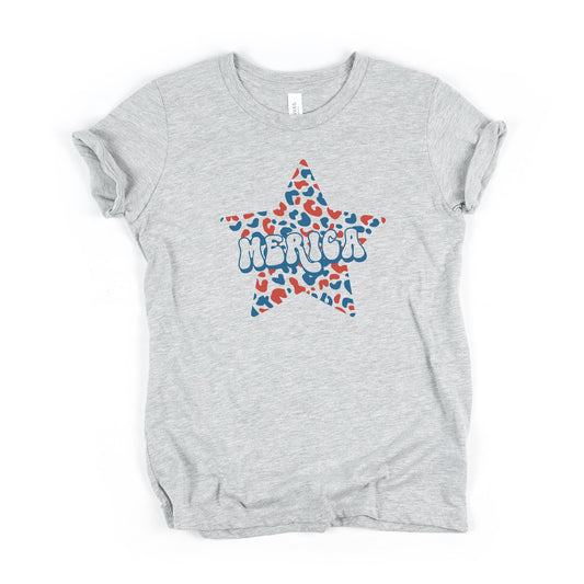 Leopard Merica | Youth Short Sleeve Crew Neck