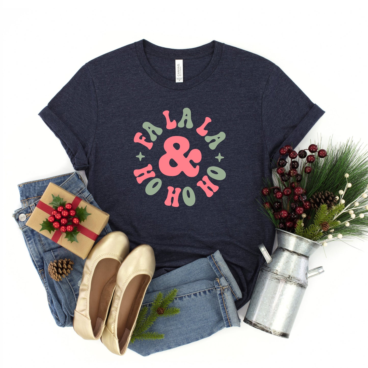 Fa La La And Ho Ho Ho | Youth Short Sleeve Crew Neck