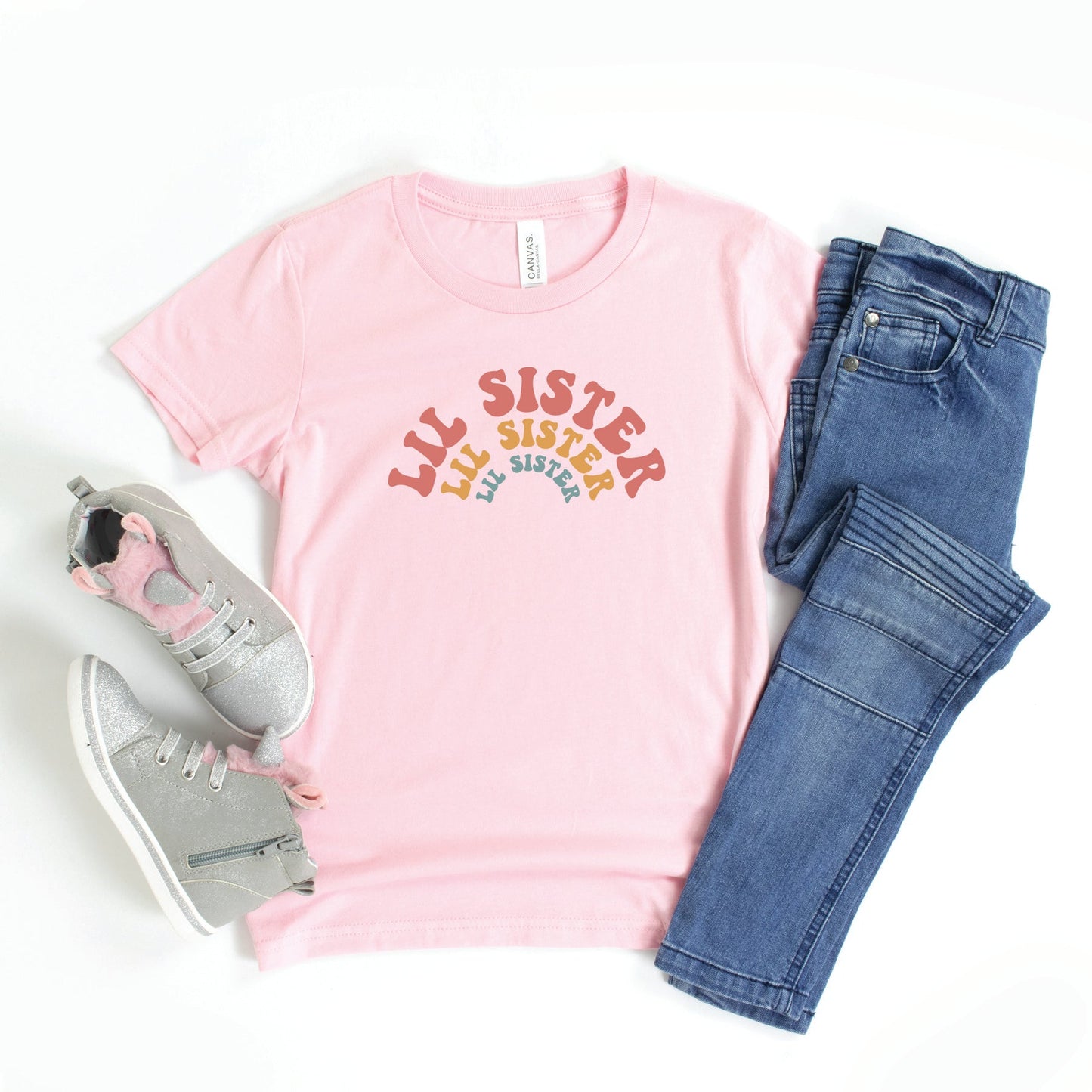 Lil Sister Stacked Curved | Youth Short Sleeve Crew Neck