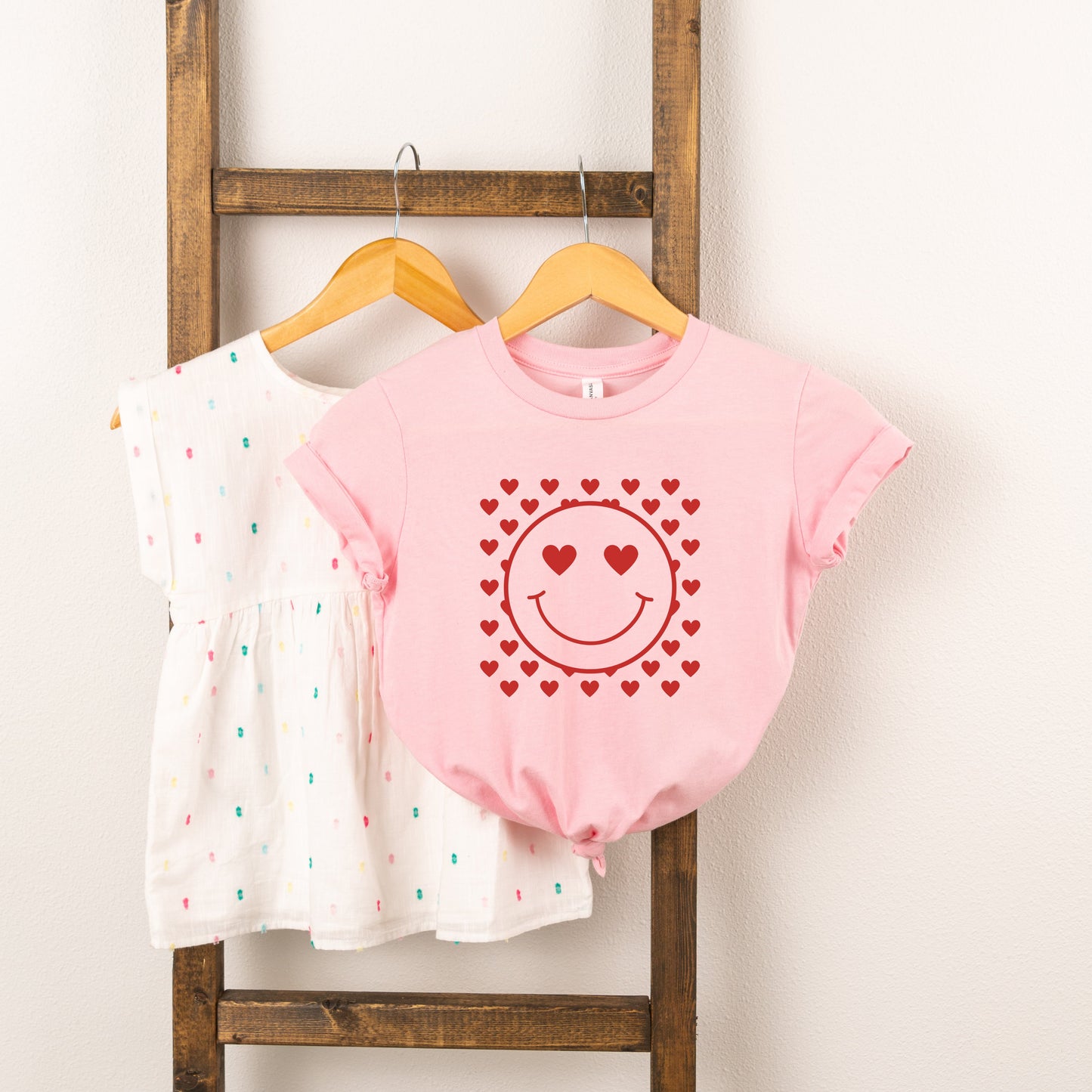 Smiley Face Hearts | Toddler Short Sleeve Crew Neck