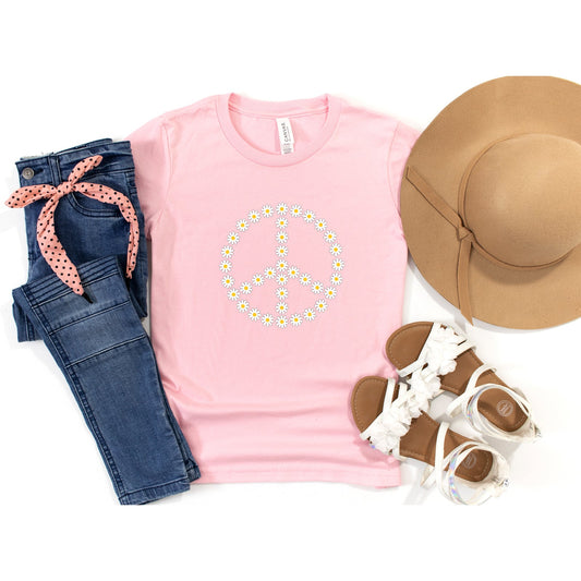 Daisy Peace Sign | Youth Short Sleeve Crew Neck