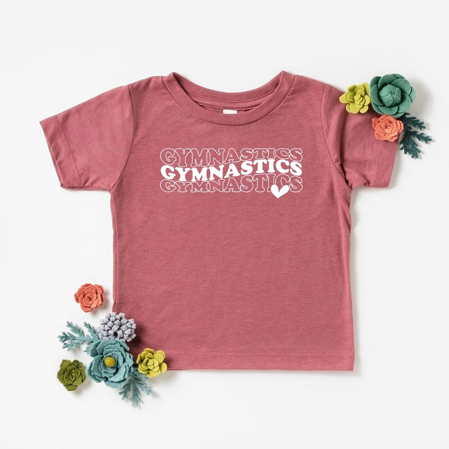 Gymnastics Stacked Heart | Toddler Short Sleeve Crew Neck