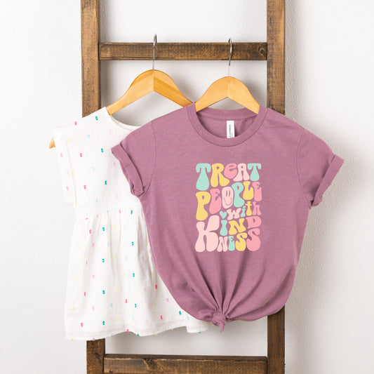 Retro Treat People With Kindness | Toddler Short Sleeve Crew Neck