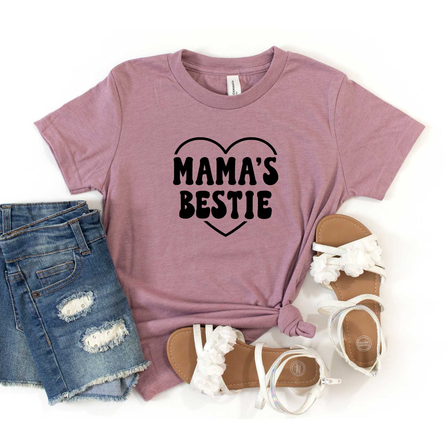 Mama's Bestie Heart | Youth Short Sleeve Crew Neck