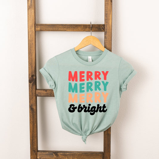 Merry And Bright Stacked | Youth Short Sleeve Crew Neck