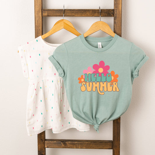 Hello Summer Flowers | Youth Short Sleeve Crew Neck