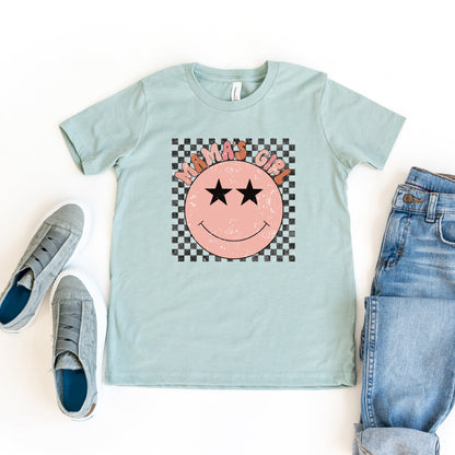 Mama's Girl Checkered Smiley Face | Youth Short Sleeve Crew Neck