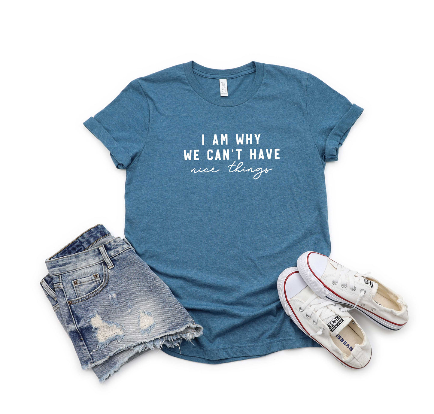 Can't Have Nice Things Cursive | Youth Short Sleeve Crew Neck