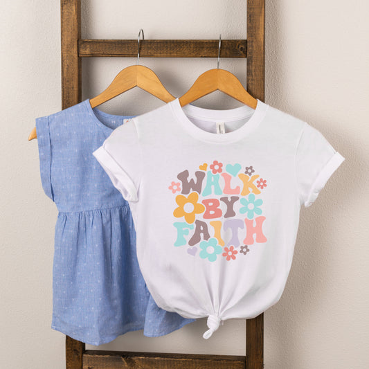 Walk By Faith Flowers | Toddler Short Sleeve Crew Neck