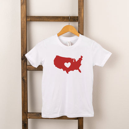 USA Heart Outline | Toddler Short Sleeve Crew Neck