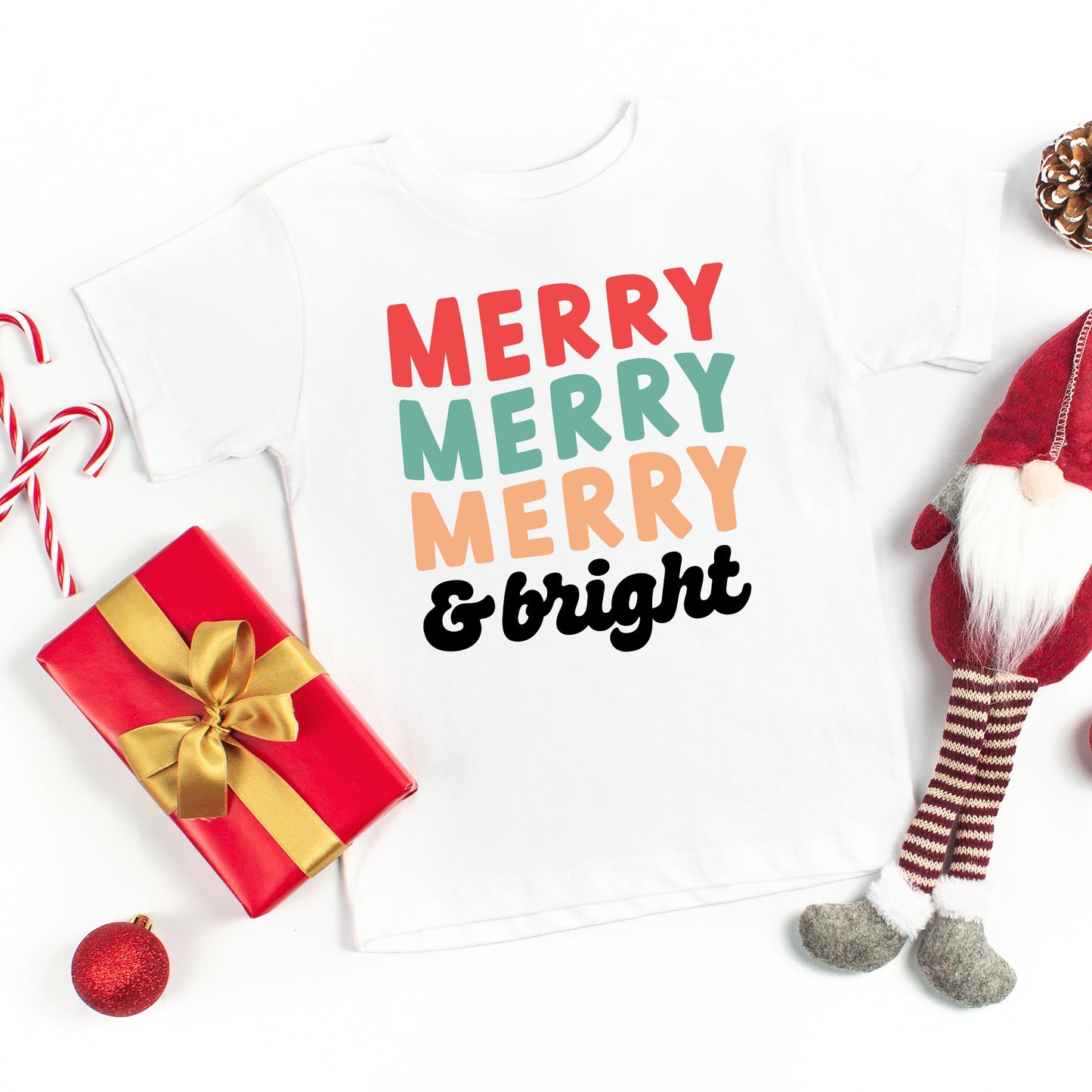 Merry And Bright Stacked | Toddler Short Sleeve Crew Neck