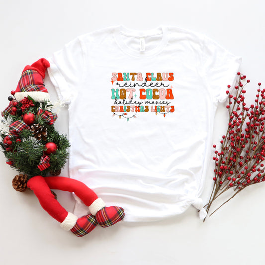 Santa Cocoa Christmas Lights | Youth Short Sleeve Crew Neck