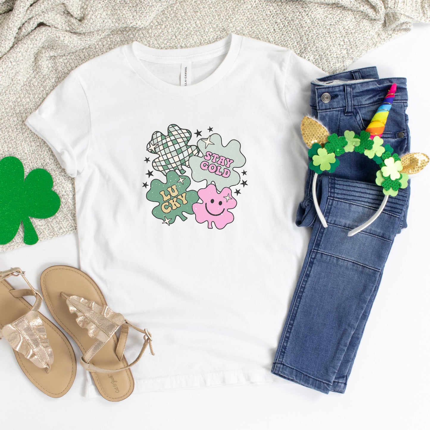 Stay Gold Lucky Shamrocks | Youth Short Sleeve Crew Neck