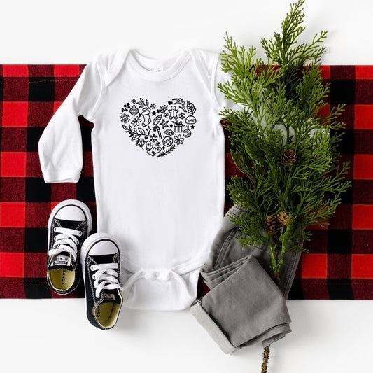 Christmas Heart | Baby Long Sleeve Onesie