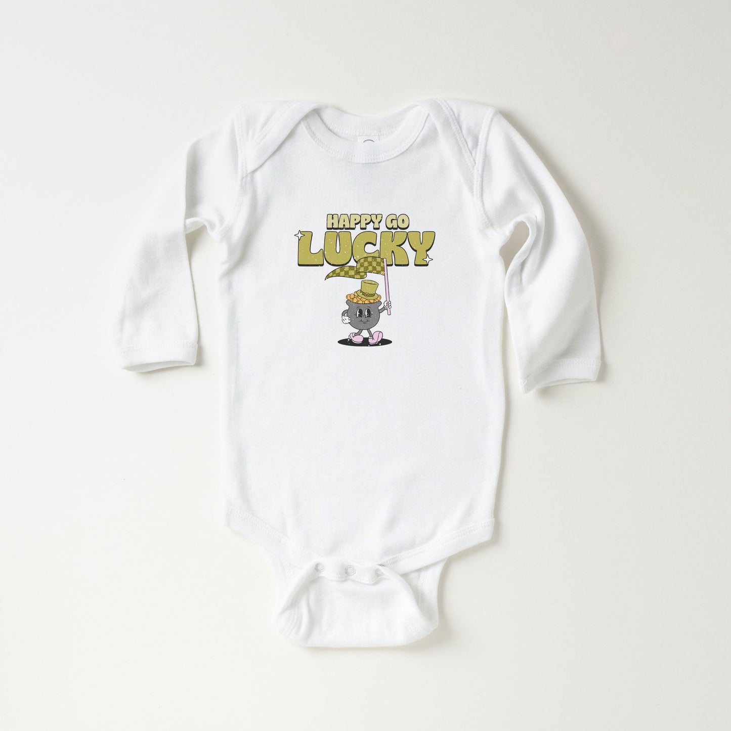 Happy Go Lucky Pot Of Gold | Baby Long Sleeve Onesie