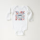 Smiley Peace Sign Flowers | Baby Long Sleeve Onesie