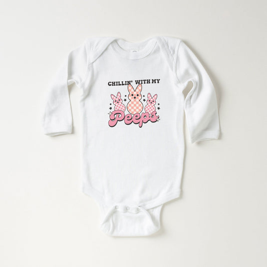 Chillin' With My Peeps Checkered | Baby Long Sleeve Onesie
