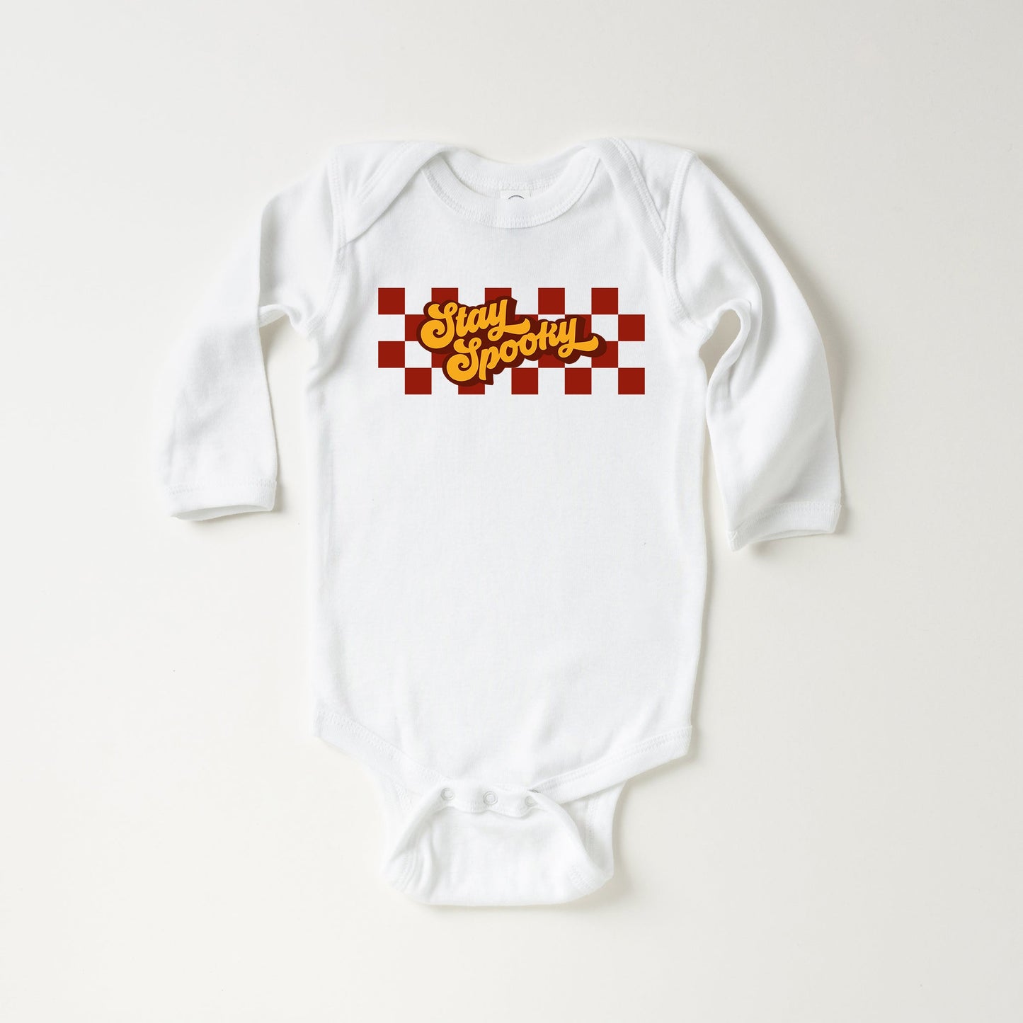 Stay Spooky Retro Checkered | Baby Long Sleeve Onesie