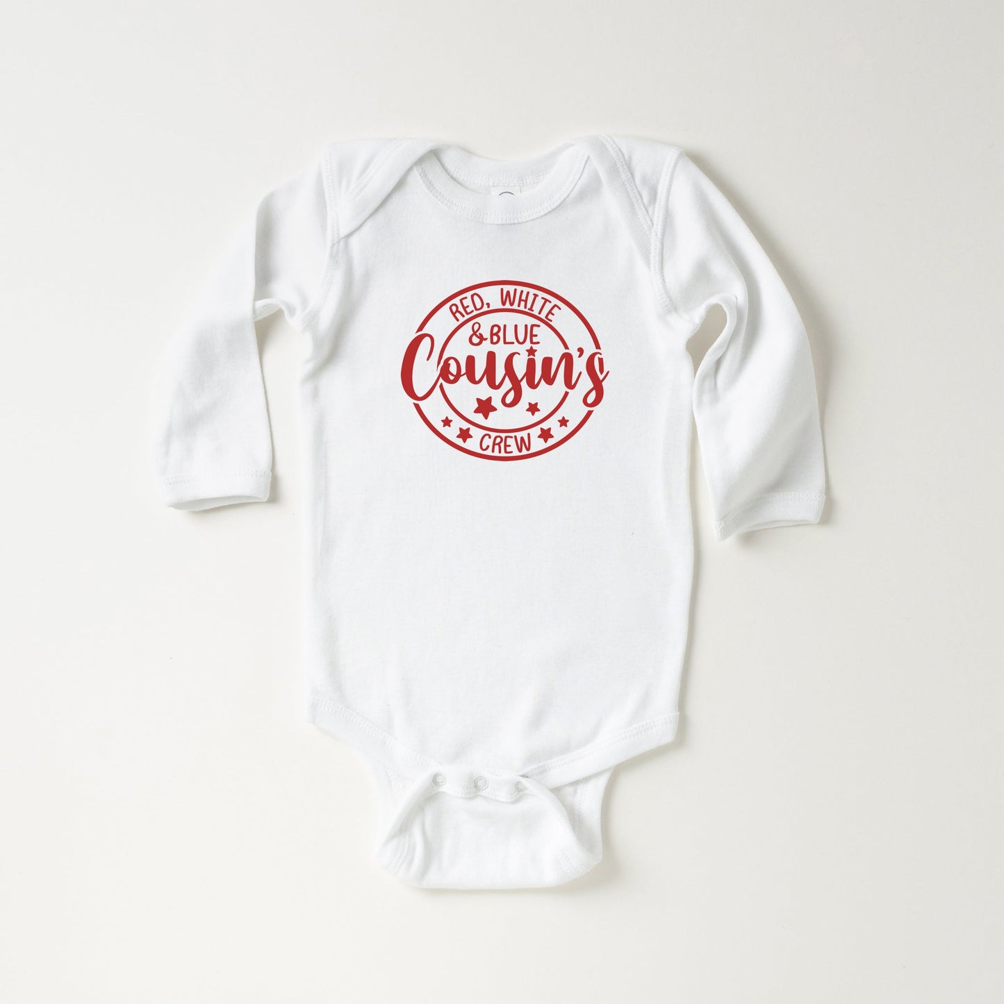 Red White And Blue Cousin's Crew | Baby Long Sleeve Onesie
