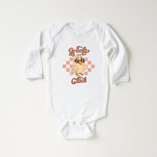 Groovy Chick Checkered | Baby Long Sleeve Onesie