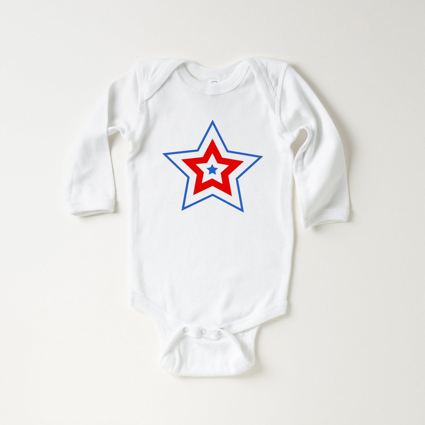 Patriotic Three Stars | Baby Long Sleeve Onesie