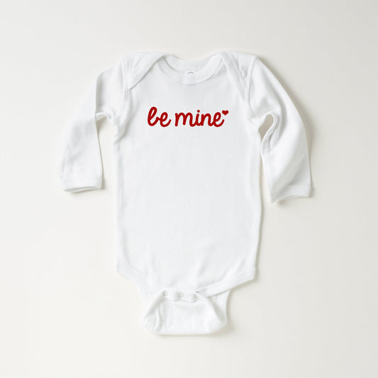 Be Mine Cursive Heart | Baby Long Sleeve Onesie