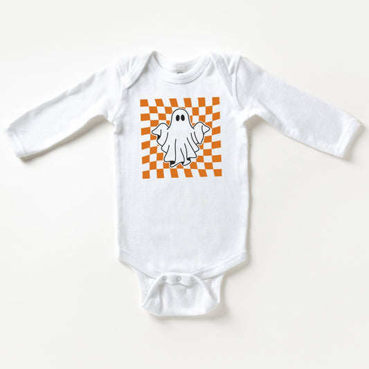Checkered Ghost | Baby Long Sleeve Onesie