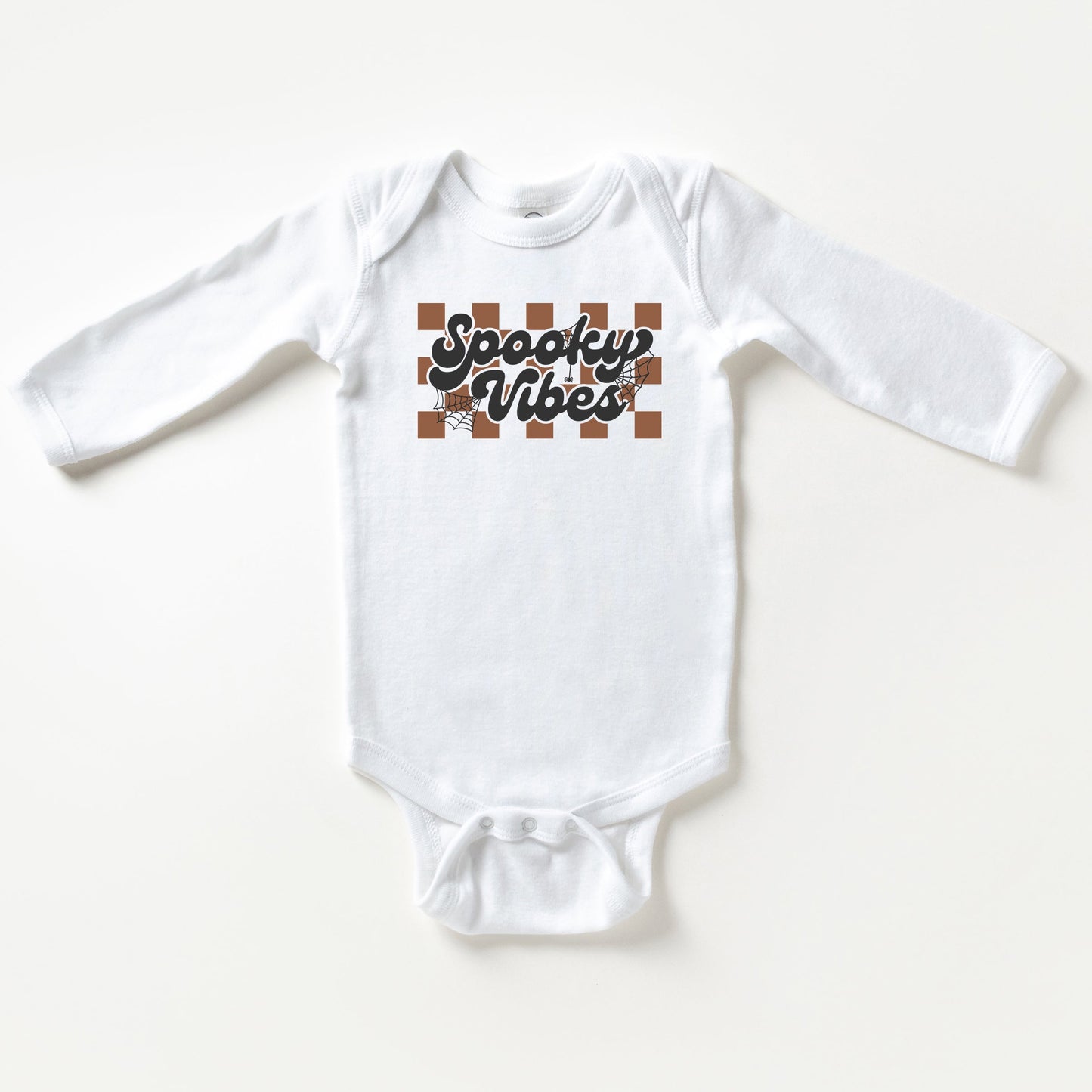 Checkered Spooky Vibes | Baby Long Sleeve Onesie