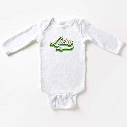 Lucky Script | Baby Long Sleeve Onesie