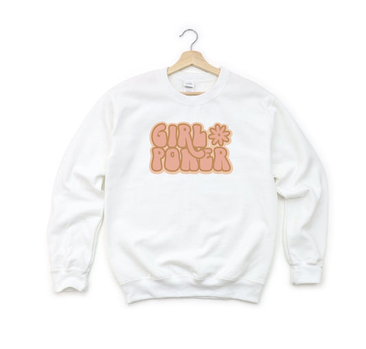 Retro Girl Power With Flower | Youth Sweatshirt