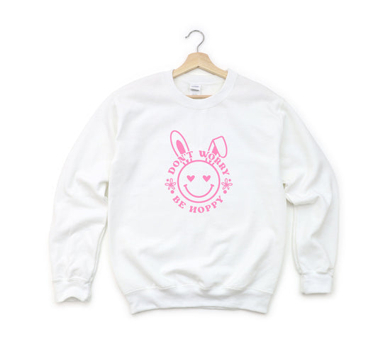 Don't Worry Be Hoppy Smiley Bunny | Youth Sweatshirt