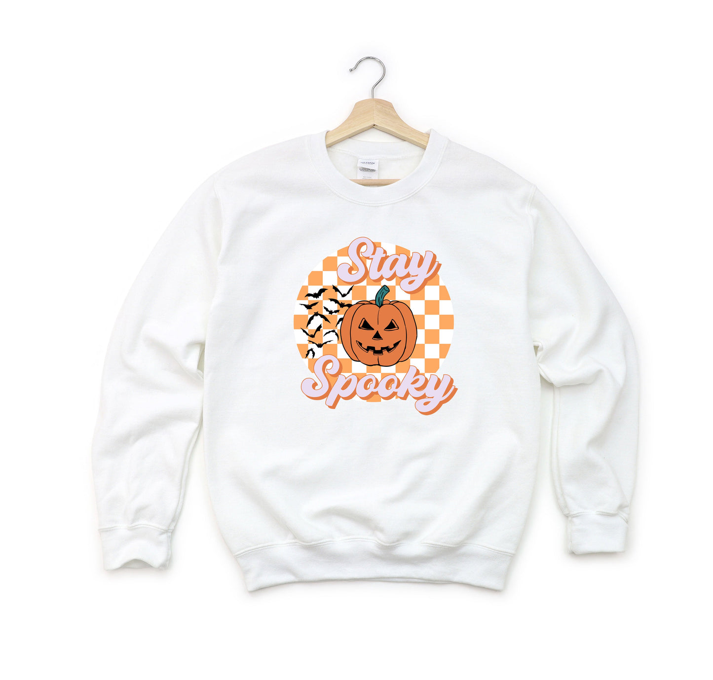 Stay Spooky Bats Checkered | Youth Graphic Sweatshirt
