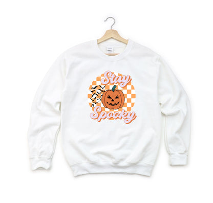 Stay Spooky Bats Checkered | Youth Graphic Sweatshirt