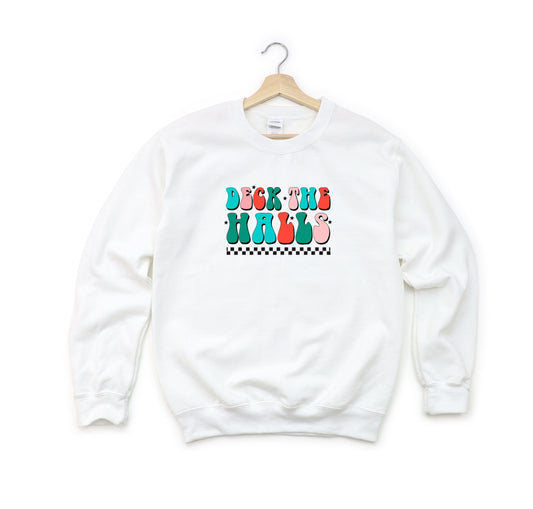 Retro Deck The Halls Checkered | Youth Sweatshirt