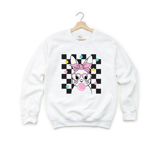 Groovy Checkered Bunny | Youth Sweatshirt