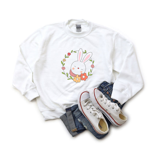 Easter Bunny Flower Wreath | Youth Sweatshirt