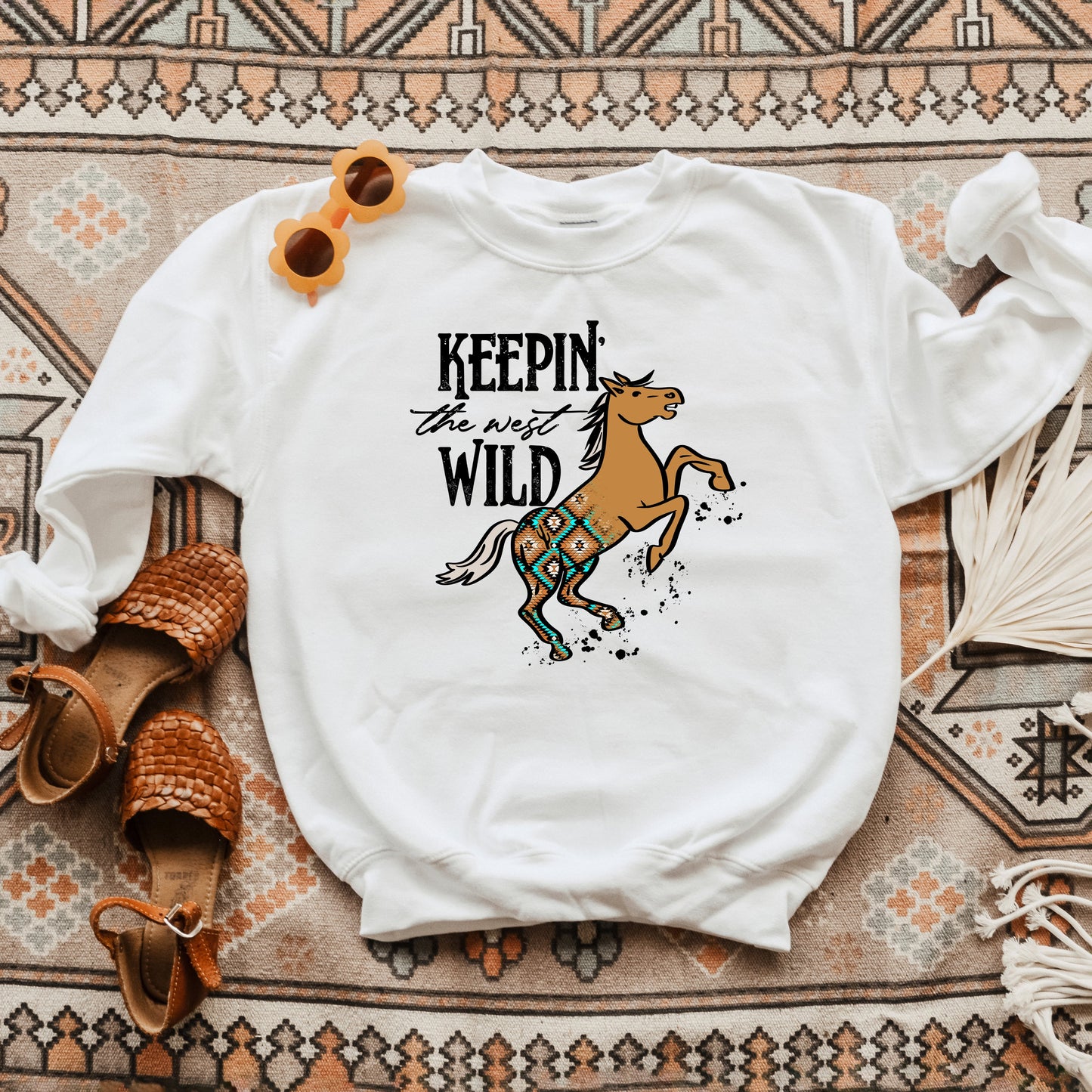 Keepin The West Wild Horse | Youth Graphic Sweatshirt