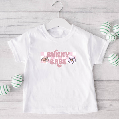 Bunny Babe Flowers | Toddler Short Sleeve Crew Neck