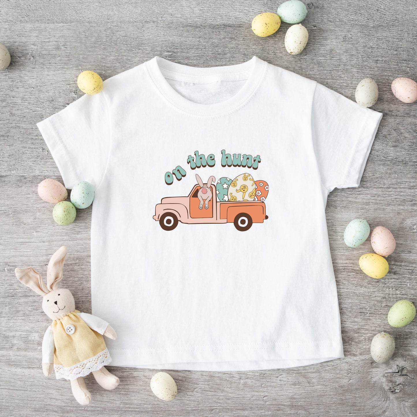 On The Hunt Truck Eggs | Toddler Short Sleeve Crew Neck
