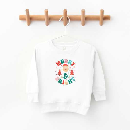 Retro Merry And Bright Santa | Toddler Sweatshirt