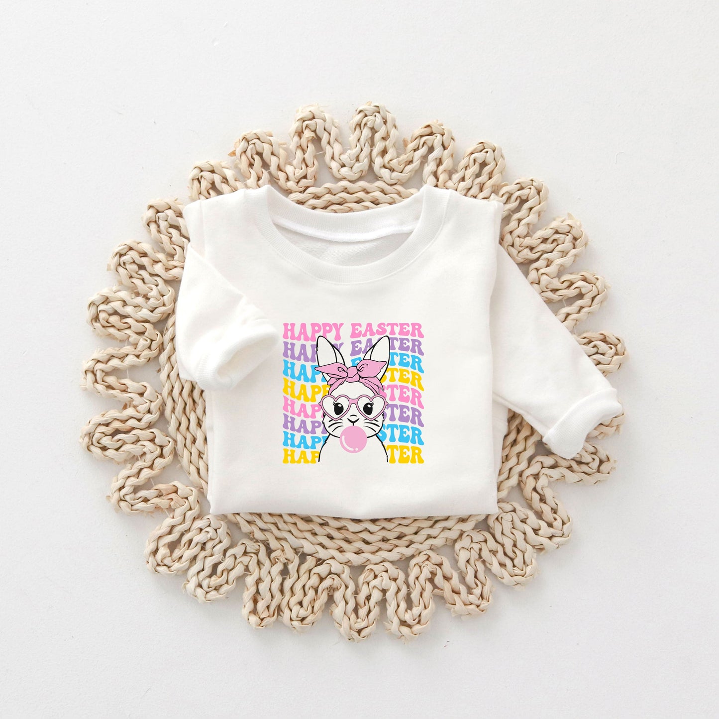 Bubble Gum Bunny Wavy | Toddler Sweatshirt