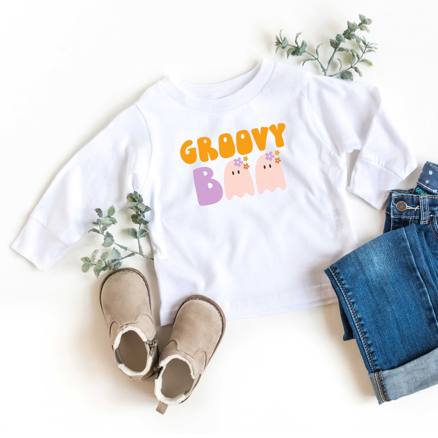 Groovy Boo Ghost | Toddler Graphic Long Sleeve Tee