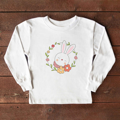 Easter Bunny Flower Wreath | Youth Long Sleeve Tee