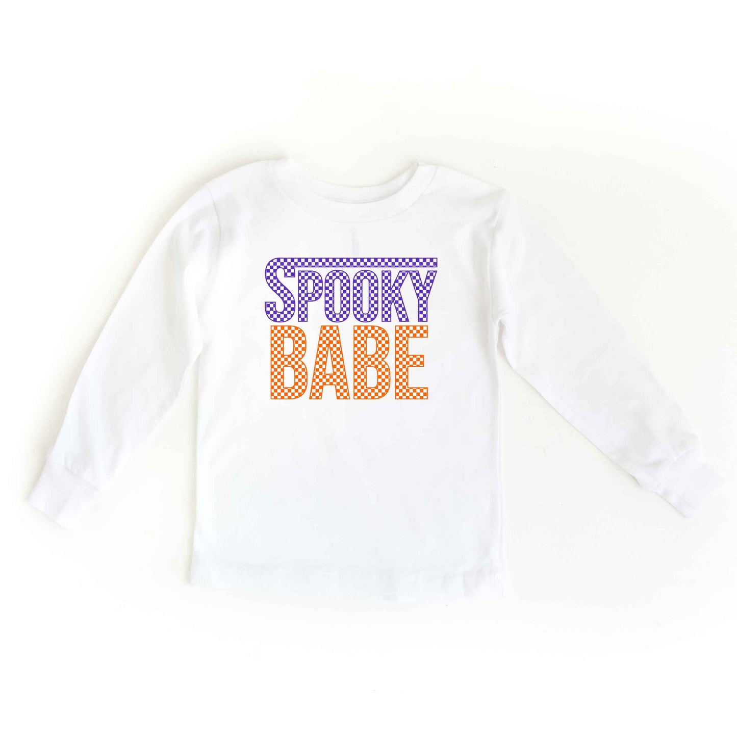 Spooky Babe Checkered | Youth Graphic Long Sleeve Tee