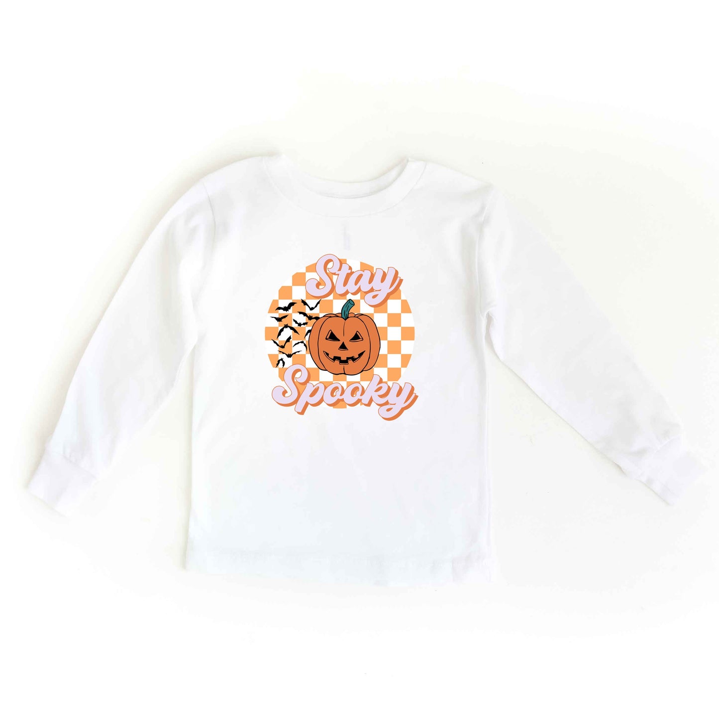 Stay Spooky Bats Checkered | Toddler Graphic Long Sleeve Tee