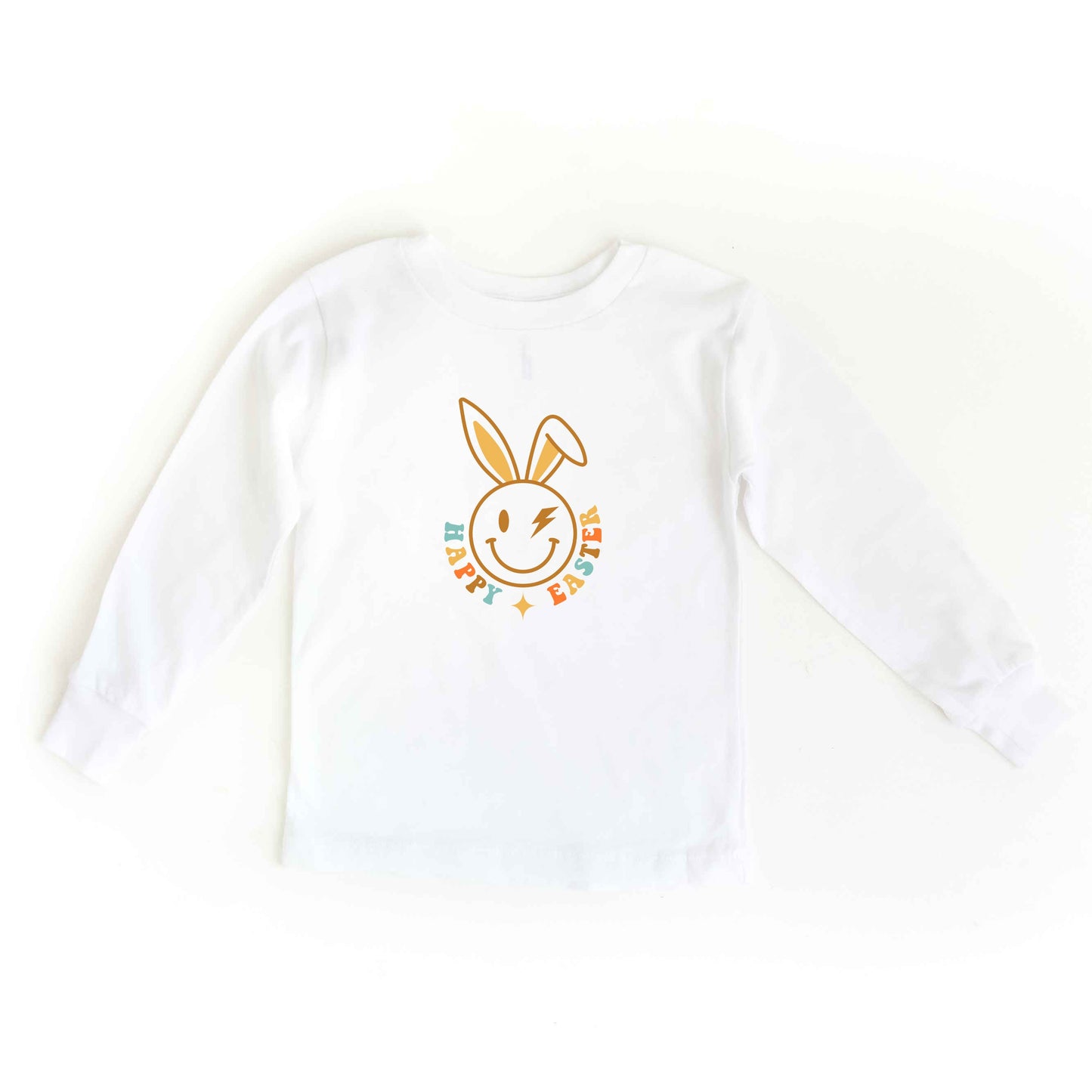 Happy Easter Smiley Lightning Bolt | Youth Long Sleeve Tee